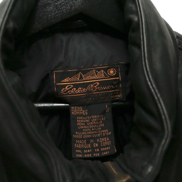 Vintage Eddie Bauer Black Puffer Leather Jacket - Picture 4 of 5